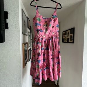 Pinup Couture Pink Midi Dress with Fun Print